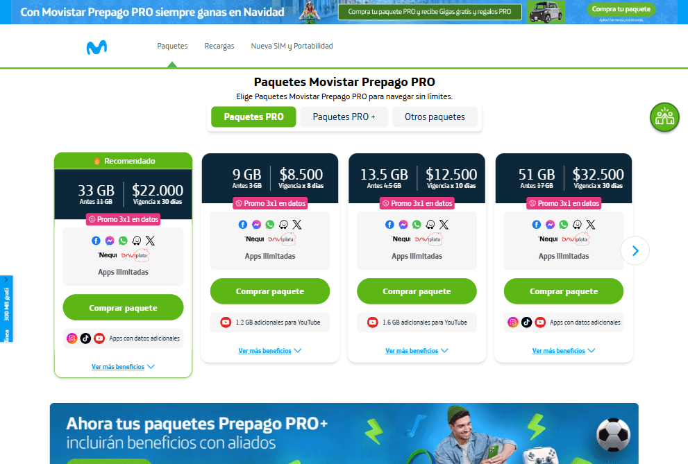 Vista previa del proyecto Movistar Prepaid Packages Col